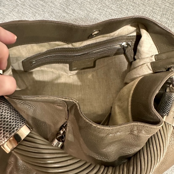 Michael Kors handbag with snake skin accents on hardware - Picture 5 of 6